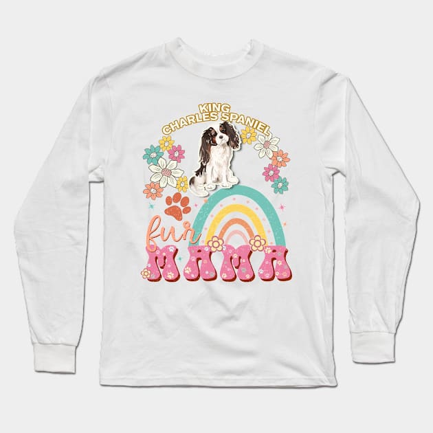 Tri colour King Charles Spaniel Fur Mama, Tri colour King Charles Spaniel For Dog Mom, Dog Mother, Dog Mama And Dog Owners Long Sleeve T-Shirt by StudioElla